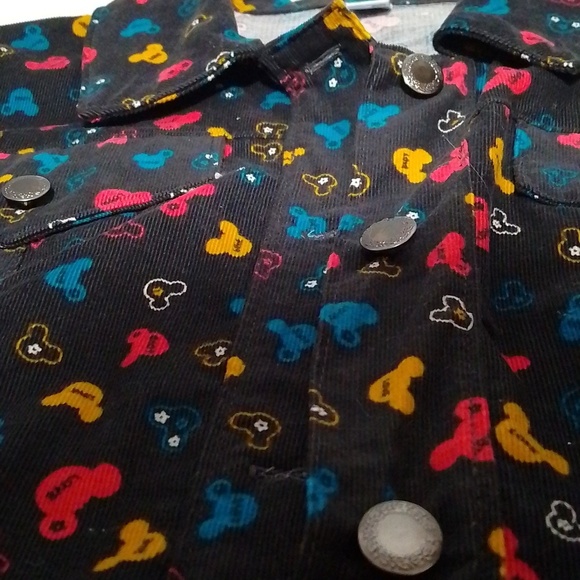 Corduroy Mickey mouse light jacket women. Handmade black yellow red and blue - Picture 2 of 4